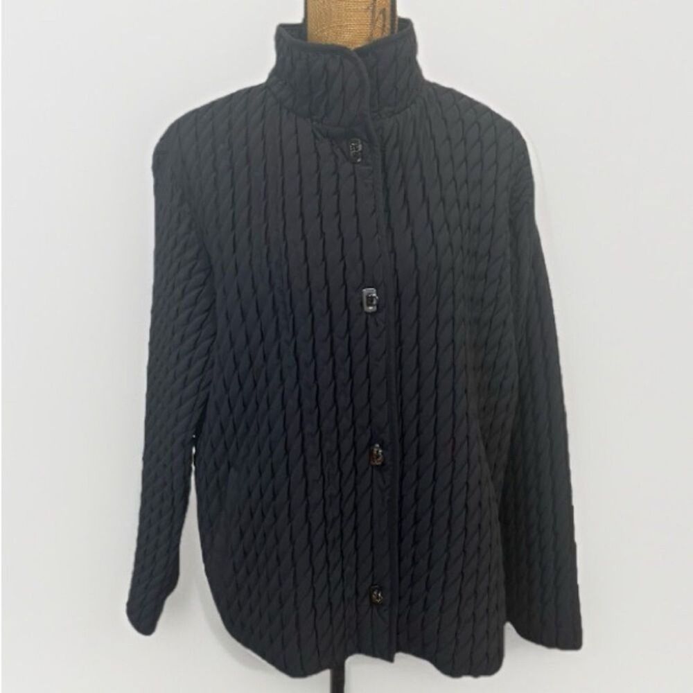 GALLERY Quilted Puffer Jacket Black Medium Weight Size Large